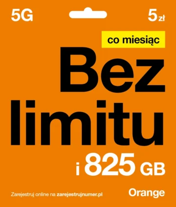 Karta startowa ORANGE PL FREE 5PLN BEZ LIMITU + 5GB + 200 GB na START